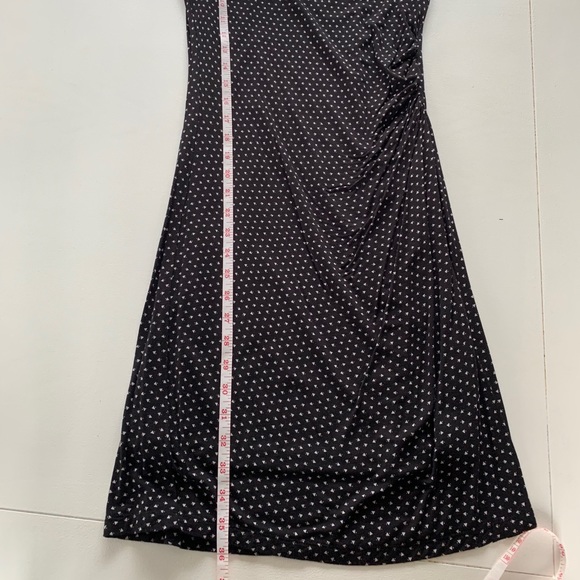 Loft Black & White Ruched Cap Sleeve Dress - Picture 9 of 11